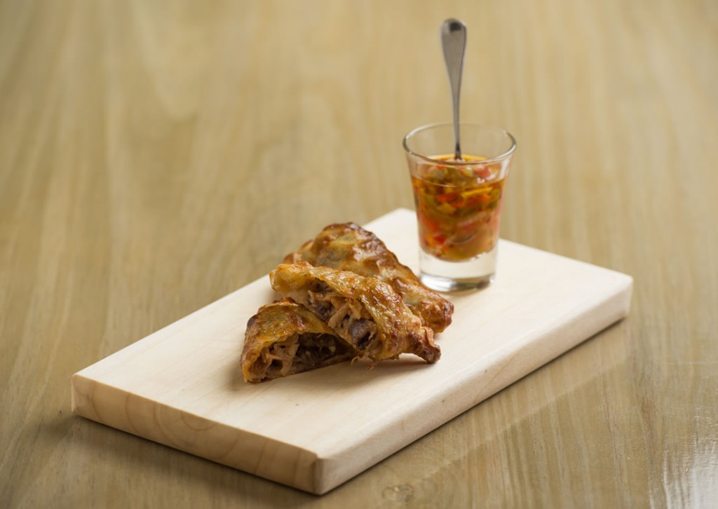 Mendocinean empanadas stuffed with skirt steak and served with criolla sauce Doña Paula